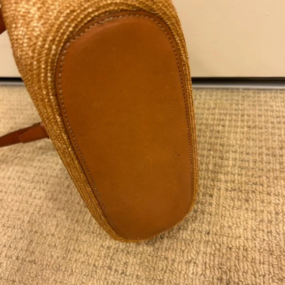 Vintage Dooney & Bourke Brown Leather and Tan woven raffia Women's Bag tote - Picture 8 of 15